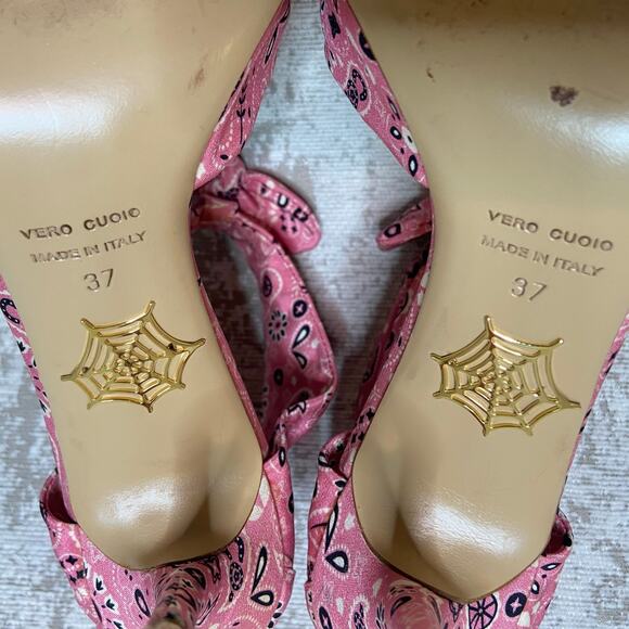 Charlotte Olympia Patty Rodeo Bandana Print Heels in Pink - Picture 9 of 9